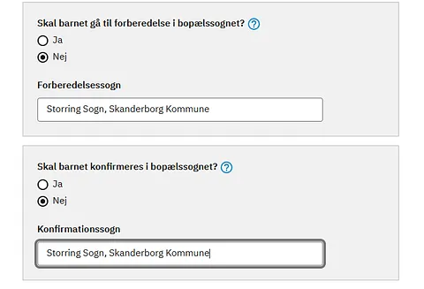 Screenshot af Tilmelding til konfirmation